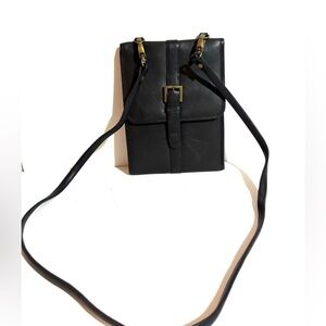 Eddie unisex Black Crossbody Bag with Gold Accents